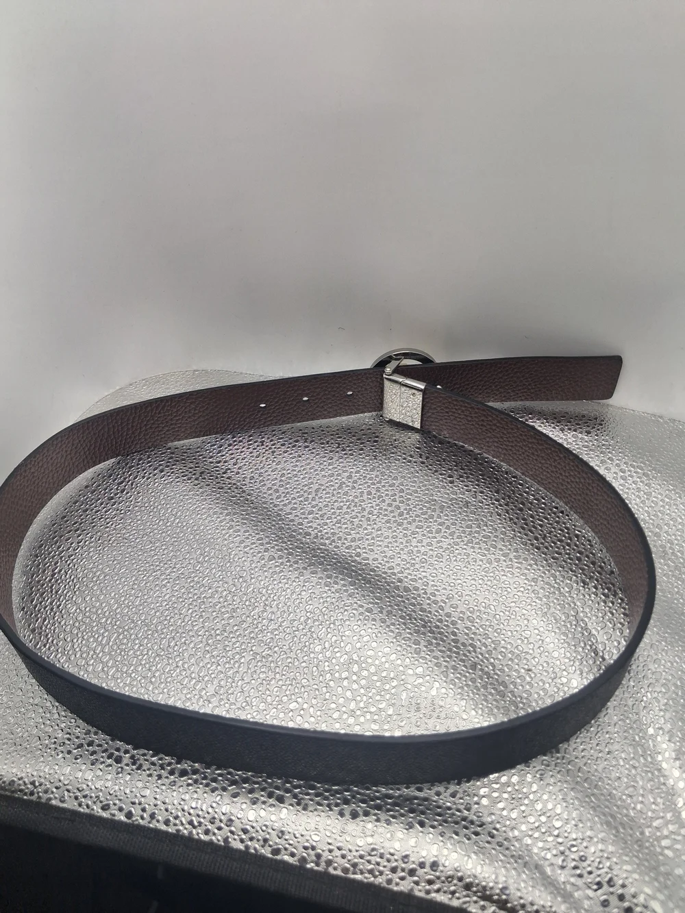 Michael Kors Womens Black Leather Belt with Gold MK Logo Buckle